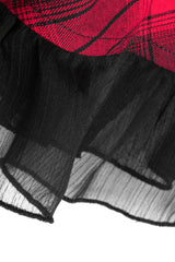Black/Red Plaid Print Ruffle Lace Women's Punk Dress - Product - 6