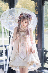 Pink Sleeveless Ruffle Embroidery Sweet Chinese Style Princess Lolita Jsk Dress - Product - 4