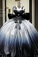Blue [Fantasy Sea Star River] Sleeveless Print Ruffle Hot Stamping Bowknot Lace Sweet Gorgeous Lolita Jsk Dress - Product - 4