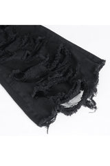 Black High Waisted Ripped Detachable Tassels  Men's Punk Pants - Product - 11