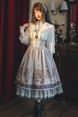 Demon Hunting Notes Print Ruffle Sweet Elegant Lolita Skirt 2 Colors - Product - 13