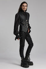 Black Rivet Buckle Men's Gothic Vest - Product - 4