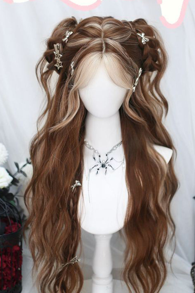 Brown Pick Dye Sweet Long Curly Lolita Wigs - Brown - 1