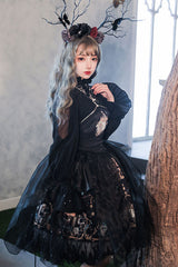 Black God's Salvation Lace Ruffled Gothic Lolita JSK Strapless Dress - Product - 2