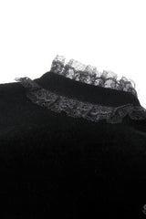 Black Long Lantern Sleeves Lace Spliced Velvet Women's Gothic Cape - Product - 18