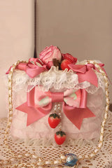 Pink Strawberry Cake Rose Bowknot Sweet Princess Lolita Crossbody Bag - Pink - 1