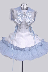 [Magical Girl] Doll Navy Collar Ruffle Bowknot Gothic Jirai Kei Japanese Dress 2 Colors - Product - 7