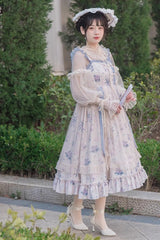 Multi-Color Chinese Style Elegant Flower Wall Print Sweet Lolita Dress - Product - 6