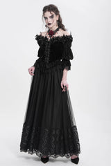 Black Stitching Floral Mesh Women's Gothic Skirt - Product - 6