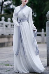 White Simple Chinese Style Sweet Hanfu Dress - White - 1