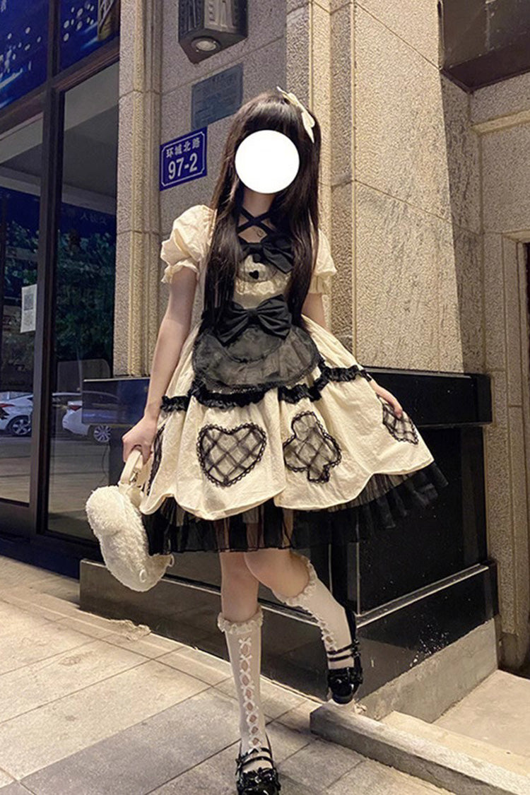 Ivory Short Sleeves Multi-layer Ruffle Bowknot Sweet Princess Lolita Dress - Product - 4