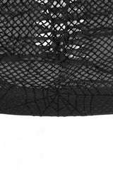 Black Long Sleeves Spider Web Print Hollow Mesh Women's Punk T-Shirt - Product - 8