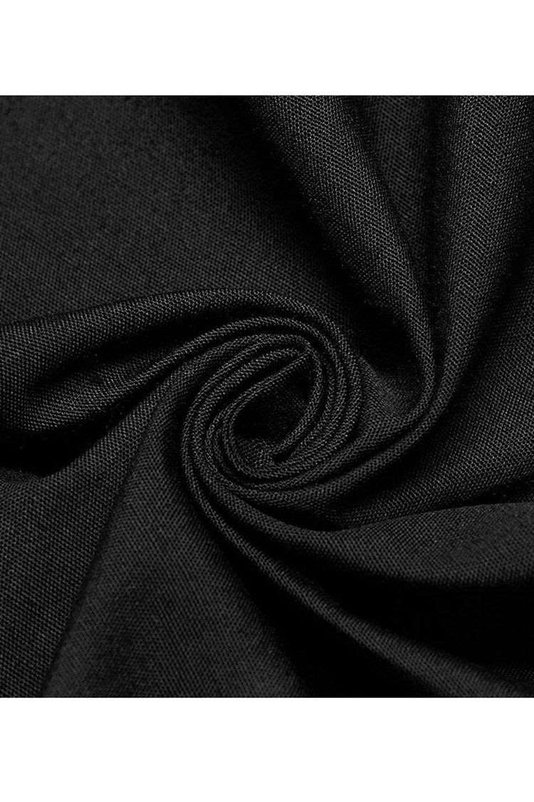 Black Punk Asymmetric Hem Personality Metal Buckle Decorative Soft Long Sleeve Men's Shirt - Product - 6