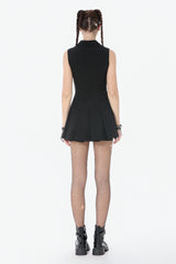 Black Point Collar Sleeveless Skull Zip Women's Punk Dress - Product - 4