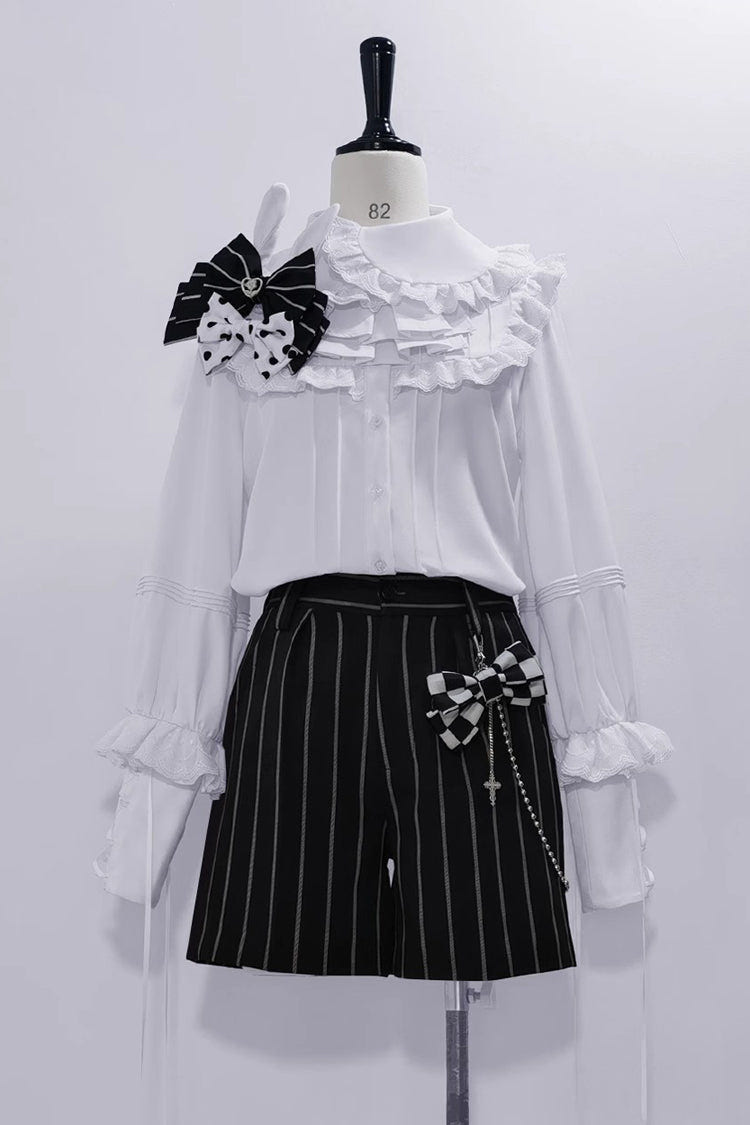 White Pure Color Rabbit Theater Ouji Lolita Blouse - Product - 3