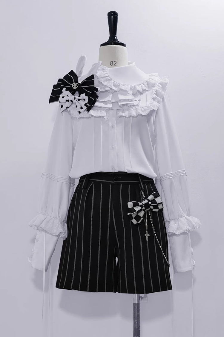 White Pure Color Rabbit Theater Ouji Lolita Blouse - Product - 3