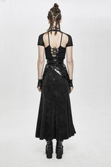Black High Side Slit Sexy With Adjusted Loops Womens Gothic Half Skirts - Product - 6
