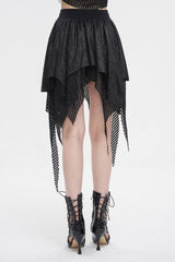 Black Lrregular Mesh Splice Buckle Women's Gothic Skirt - Product - 4