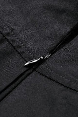 Black Women's Punk Buckled Eyelet Multi-Pockets Pleated Mini Skirt - Product - 19
