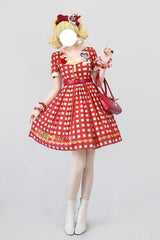 Sweetheart Cat Short Sleeves Print Embroidery Sweet Lolita Dress 3 Colors - Product - 15