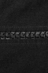 Black Denim Eyelet Rope Stand Collar Zipper Slim Irregular Womens Steampunk Coat - Product - 7