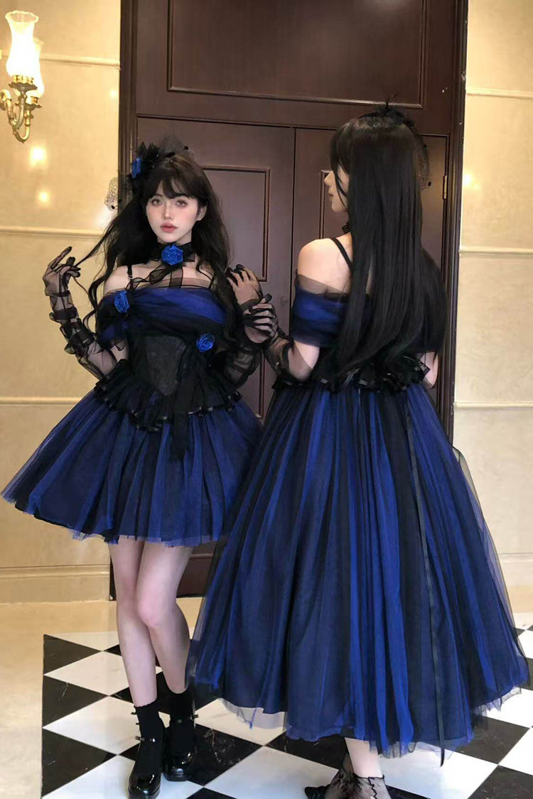 Klein Blue [Echo of Diana] Off Shoulder Ruffled Lace Gothic Lolita Dress - Product - 21