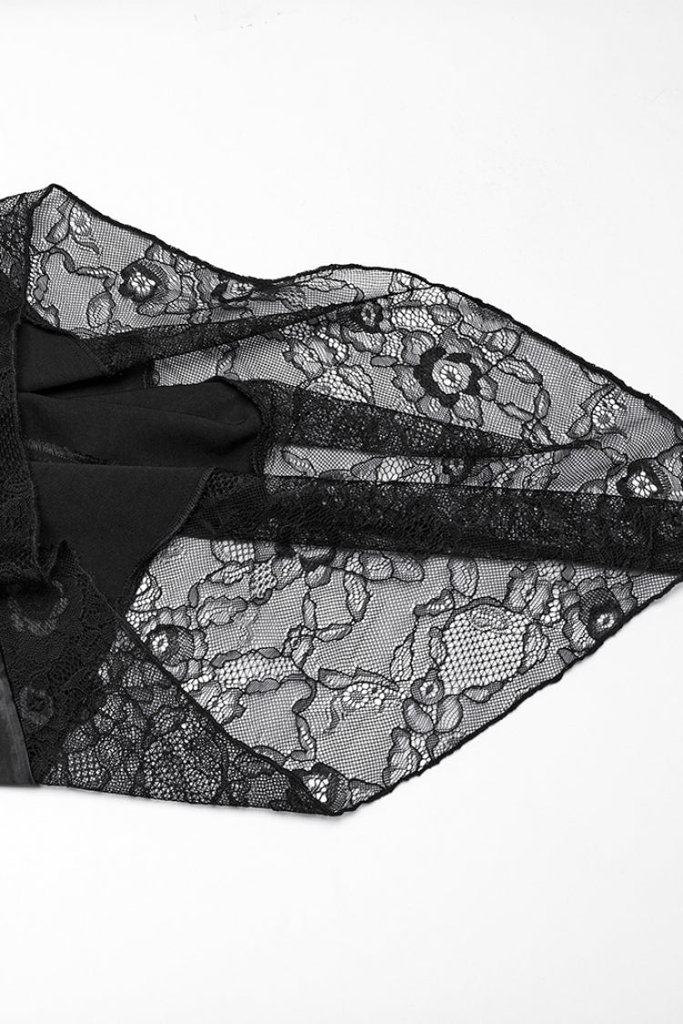 Black Long Sleeves Stitching Lace Irregular Women's Gothic Dress - Product - 7