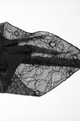 Black Long Sleeves Stitching Lace Irregular Women's Gothic Dress - Product - 7