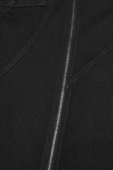 Black Stand Collar Long Sleeves Asymmetric Zipper Men's Punk Blouse - Product - 7
