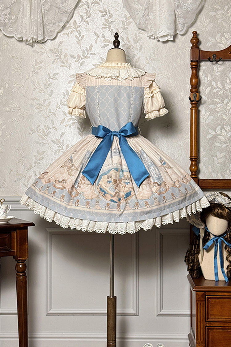Sea Salt おとぎ話ドールノースリーブプリントフリルリボンスウィートロリータジャンパースカート（JSK） 2色 商品画像