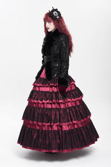 Black Long Sleeves Rose Floral Embroidery Buckle Straps Women's Gothic Coat - Product - 6