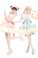 Mint Green [Parfait Romance] Sleeveless Ruffle Bowknot Lace Sweet Elegant Ballet Lolita Jsk Dress - Product - 7