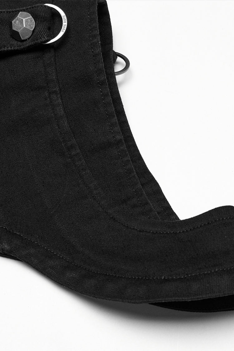 Black Stand Collar Sleeveless Rivet Zipper Men's Punk Cape - Product - 8