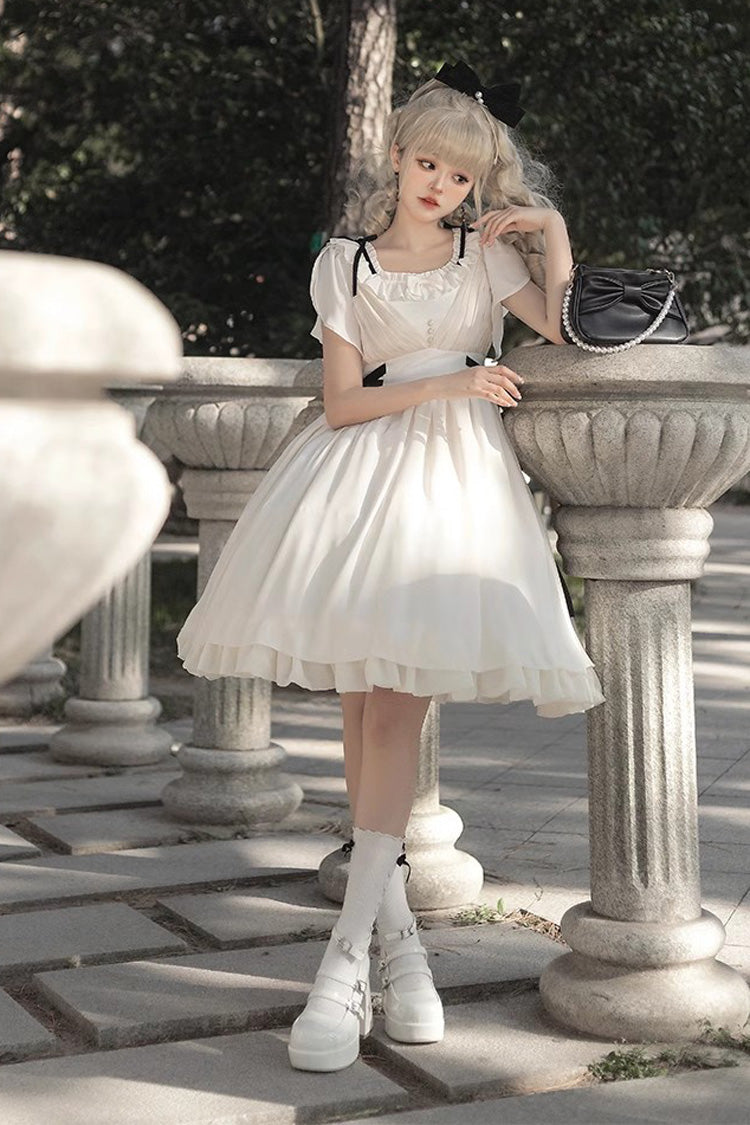 White Moonlight March Chiffon Short Sleeves Ruffle Sweet Lolita Dress - Product - 8