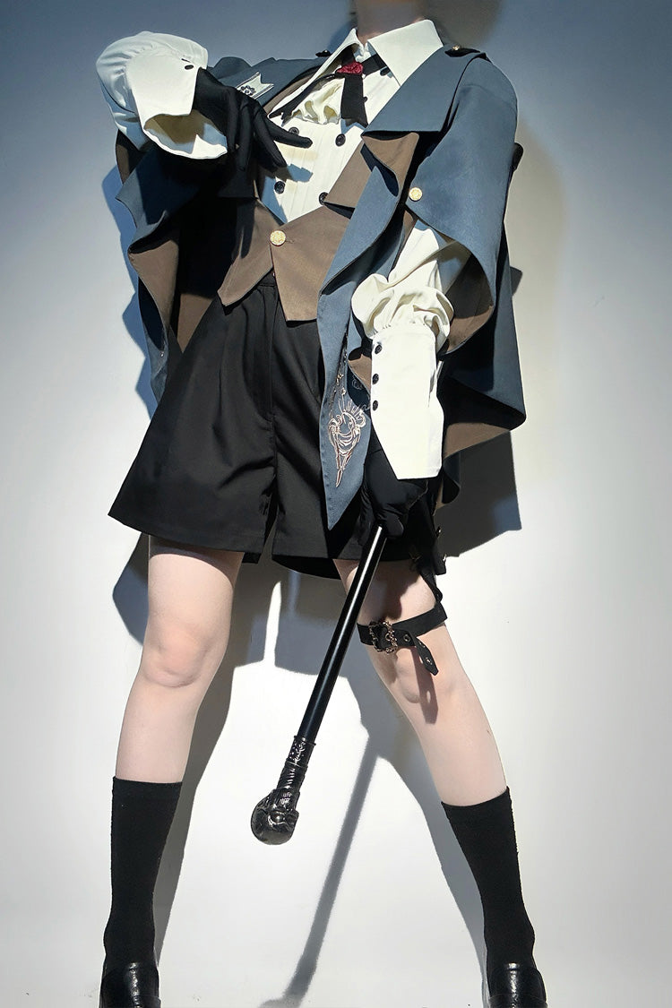 Blue [Little Detective] Print Ouji Prince Handsome Lolita Cloak - Product - 6