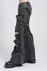 Black Ripped Chain-Decorated Men's Punk Cool Cosplay Pants with Big-pocket - Product - 7