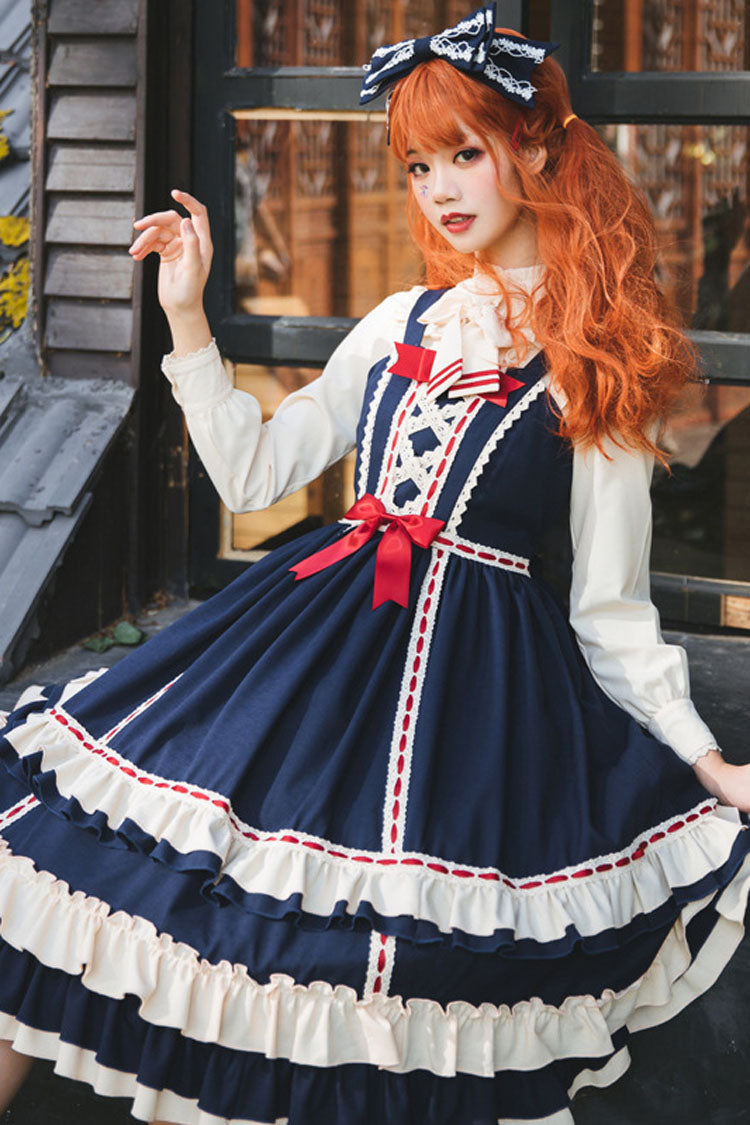 Court Style High Waisted Bowknot Ruffled Multi-Layer Classic Lolita Jsk Dress - Product - 6