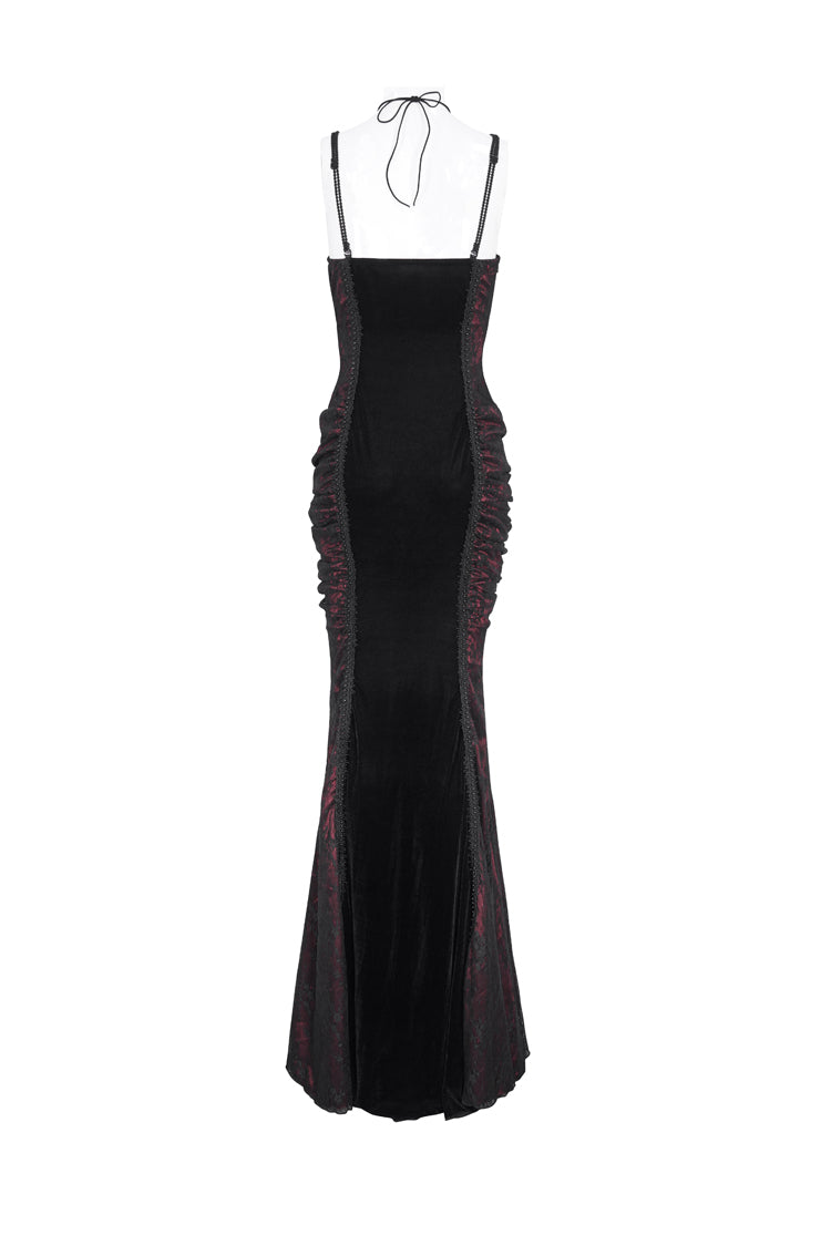 Black/Red High Waisted Embroidery Women's Gothic Dress - Product - 7