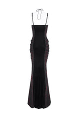 Black/Red High Waisted Embroidery Women's Gothic Dress - Product - 7