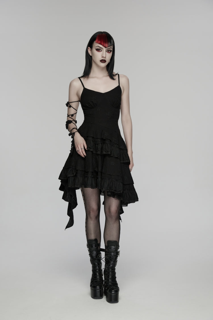 Black Embroidered loral Embroidered Asymmetric Women's Gothic Jsk Dress raduation Dress - Product - 7