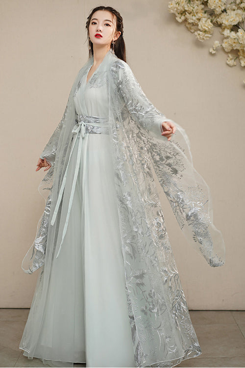 Grey Large Size Ancient Costume Full Set Of Sweet Hanfu Dress - Product - 2