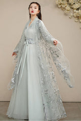 Grey Large Size Ancient Costume Full Set Of Sweet Hanfu Dress - Product - 2