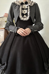 Black [Serenade] Long Sleeves Ruffle Bowknot Fake Two Pieces Classic Lolita Dress - Product - 4