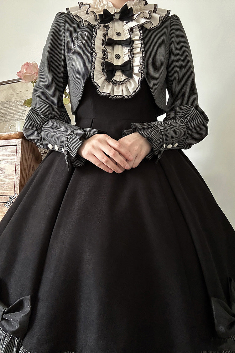 Black [Serenade] Long Sleeves Ruffle Bowknot Fake Two Pieces Classic Lolita Dress - Product - 4