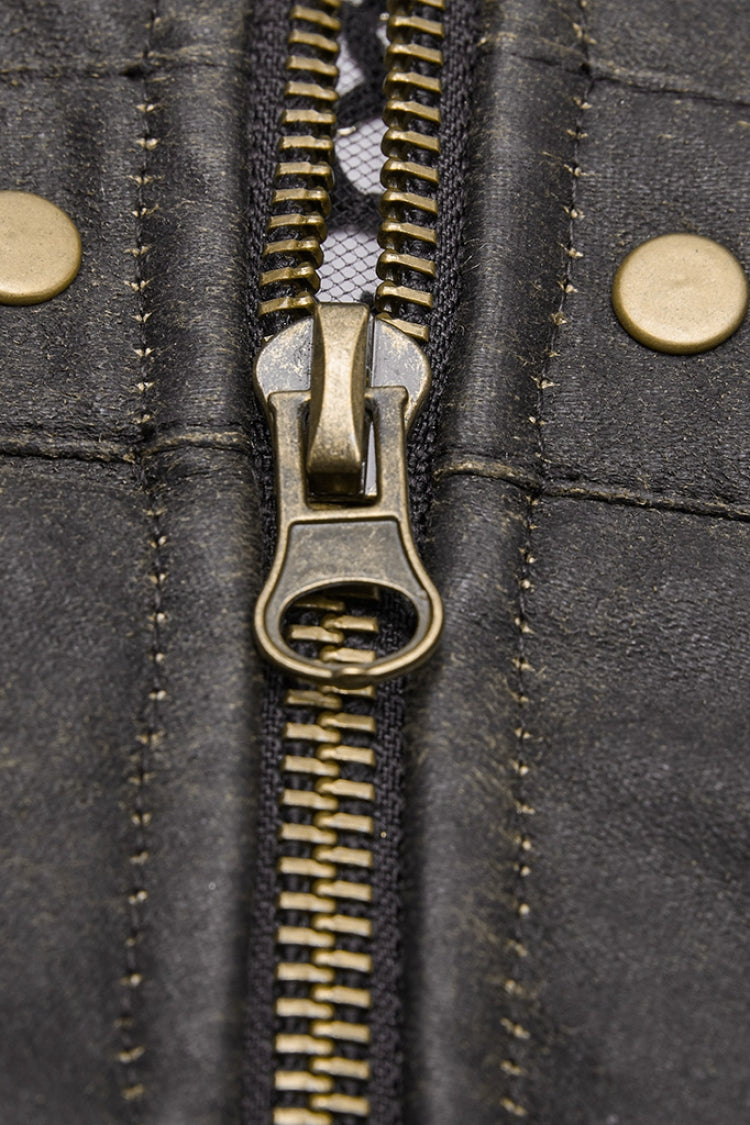 High Collar Sleeveless Rivet Decoration Sheer Mesh Men's Steampunk Vest 2 Colors - Product - 13