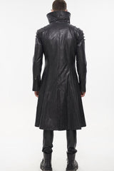 Black Gray Punk Exaggerated Large Collar Design Thick Rope Decoration Handsome Slim Men's Long Coat - Product - 9