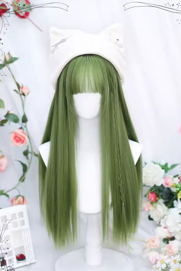 Avocado Green Sweet Lolita Long Straight Wig - Green - 1