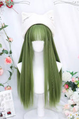 Avocado Green Sweet Lolita Long Straight Wig - Green - 1