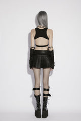 Black Printed Women's Punk College Style Cool Pleated Skirt - Product - 4