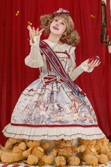 Multi-Color [Nutcracker] Sleeveless Print Ruffle Bowknot Sweet College Style Lolita Jsk Dress - Product - 3